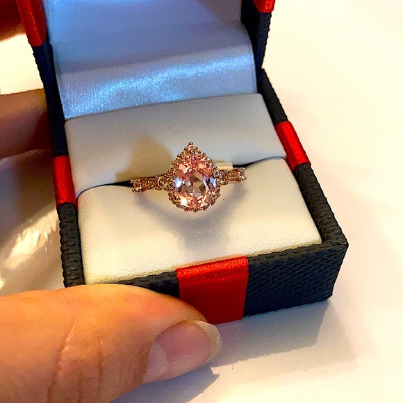 Sapphire 14K Rose Gold Over Sterling Silver Cocktail Ring - Picture 2 of 9